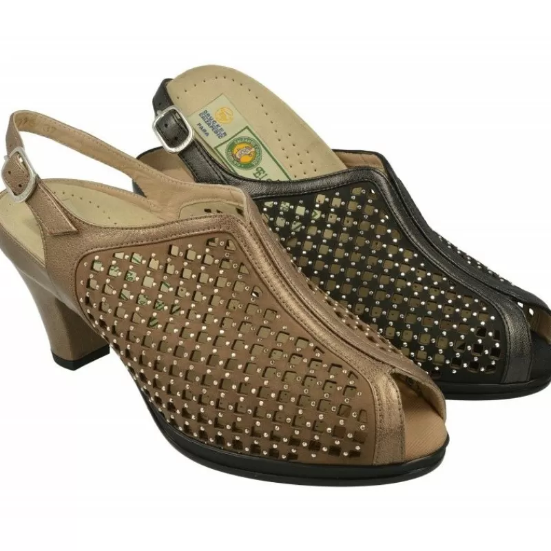 Drucker Calzapedic Sandalias-Sandalia De Vestir Drucker Con Pala Picada Combinada Con Tachas Metal Y Suela De Descanso Con Planta Movible