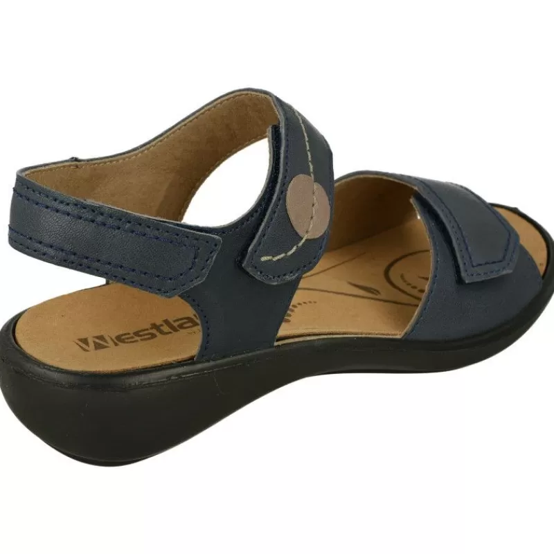 WESTLAND BY JOSEF SEIBEL antes ROMIKA Sandalias-Sandalia De Wesland Con Doble Tira Ajustable De Velcro En Piel Vacuna Con Planta De Descanso Extraible Y Piso De Poliuretano
