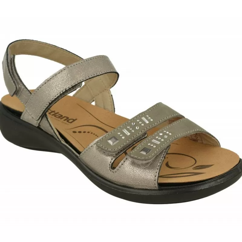 WESTLAND BY JOSEF SEIBEL antes ROMIKA Sandalias-Sandalia De Westland Antes Romika En Piel Estampada Con Triple Ajuste De Velcro, Planta De Descanso Extraible Y Piso De Caucho