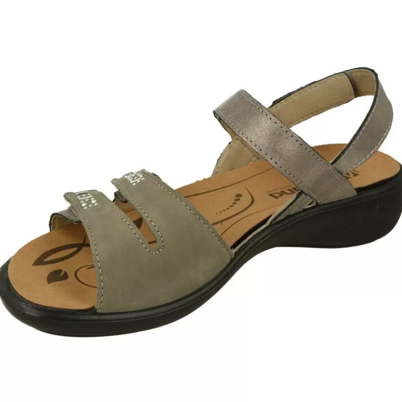 WESTLAND BY JOSEF SEIBEL antes ROMIKA Sandalias-Sandalia De Westland Antes Romika En Piel Estampada Con Triple Ajuste De Velcro, Planta De Descanso Extraible Y Piso De Caucho