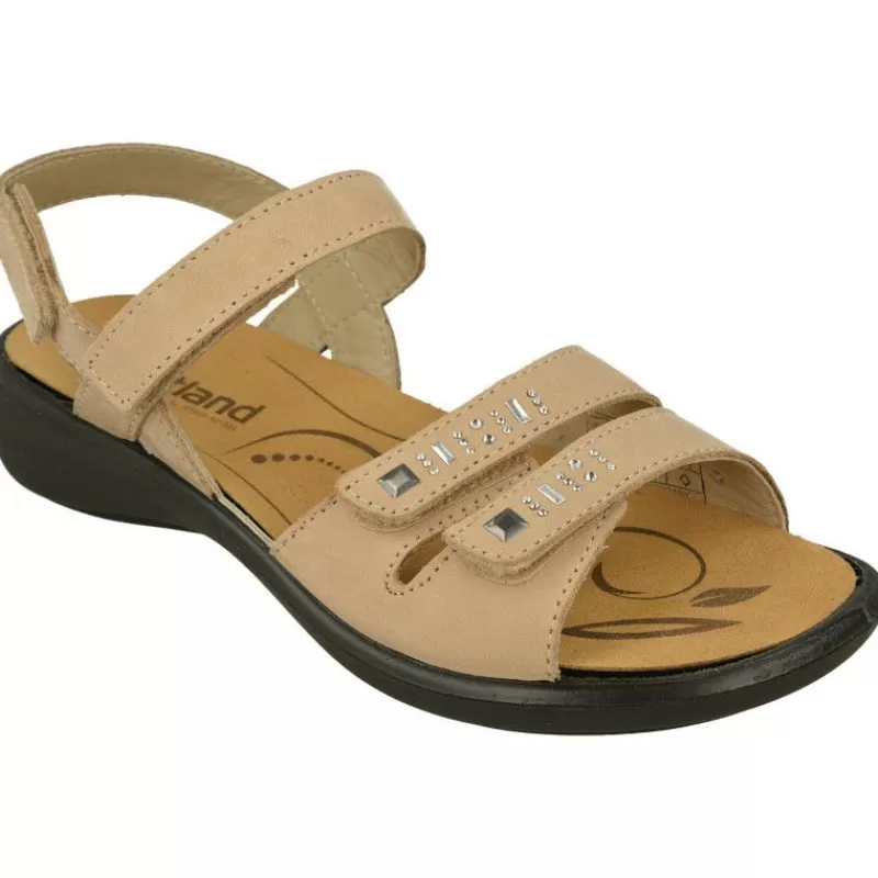WESTLAND BY JOSEF SEIBEL antes ROMIKA Sandalias-Sandalia De Westland Antes Romika En Piel Estampada Con Triple Ajuste De Velcro, Planta De Descanso Extraible Y Piso De Caucho