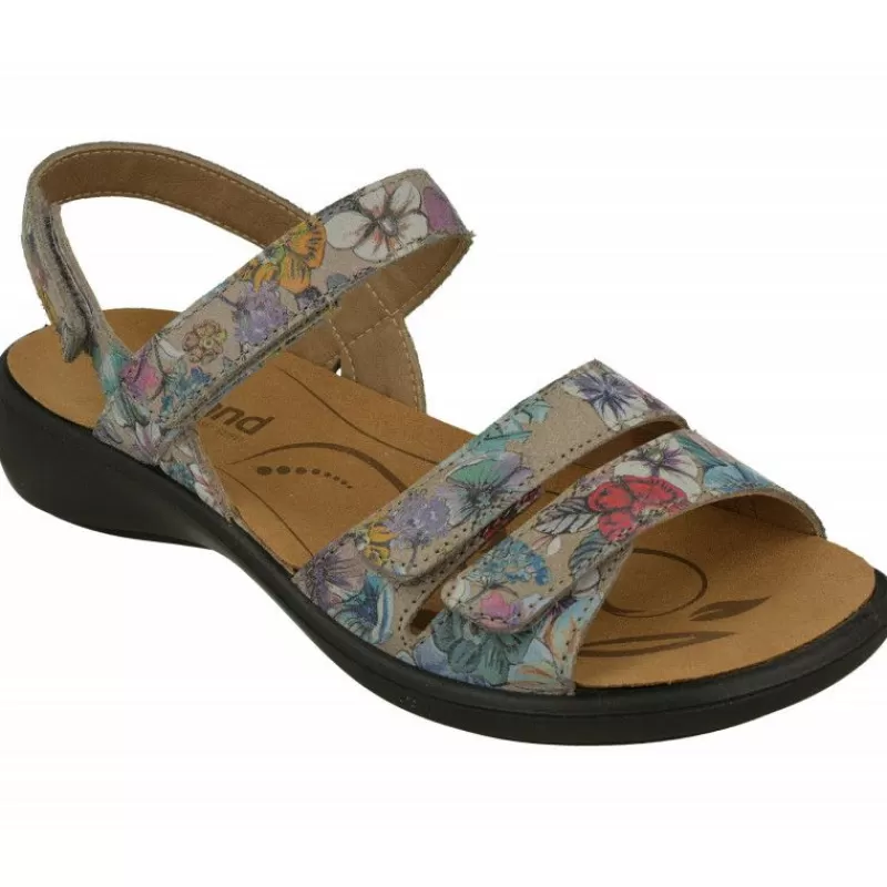 WESTLAND BY JOSEF SEIBEL antes ROMIKA Sandalias-Sandalia De Westland Antes Romika En Piel Estampada Con Triple Ajuste De Velcro, Planta De Descanso Extraible Y Piso De Caucho