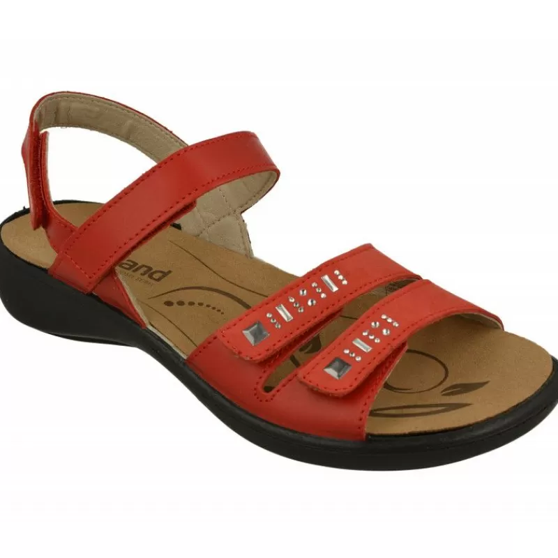 WESTLAND BY JOSEF SEIBEL antes ROMIKA Sandalias-Sandalia De Westland Antes Romika En Piel Estampada Con Triple Ajuste De Velcro, Planta De Descanso Extraible Y Piso De Caucho