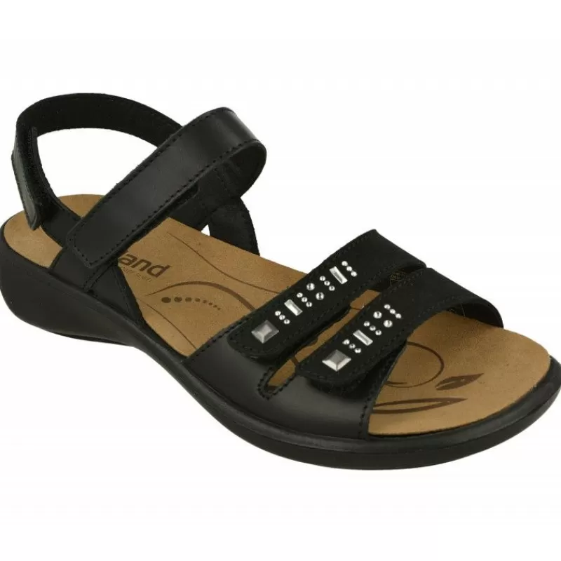 WESTLAND BY JOSEF SEIBEL antes ROMIKA Sandalias-Sandalia De Westland Antes Romika En Piel Estampada Con Triple Ajuste De Velcro, Planta De Descanso Extraible Y Piso De Caucho