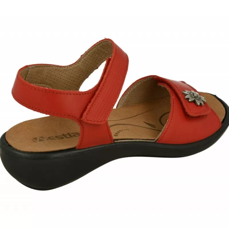 WESTLAND BY JOSEF SEIBEL antes ROMIKA Sandalias-Sandalia De Westland Antes Romika En Piel Vacuna Con Doble Tira De Velcro, Planta Anatomica Extraible Y Piso Comodo De Caucho