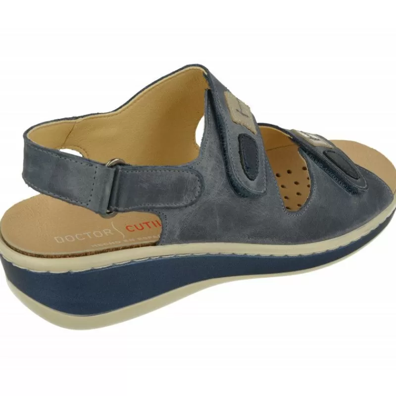 Doctor Cutillas Sandalias-Sandalia Del Con Doble Tira De Velcro En Pala De Piel Engrasada Con Planta Extraible Movible Y Poliuretano