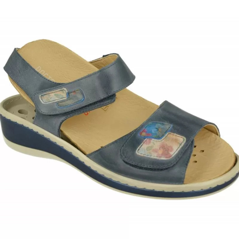 Doctor Cutillas Sandalias-Sandalia Del Con Doble Tira De Velcro Y Piso A Poliuretano Con Planta De Descanso Extraible Marino