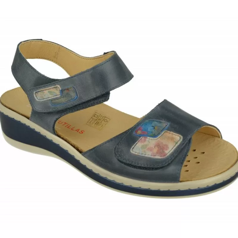 Doctor Cutillas Sandalias-Sandalia Del Con Doble Tira De Velcro Y Piso A Poliuretano Con Planta De Descanso Extraible Marino