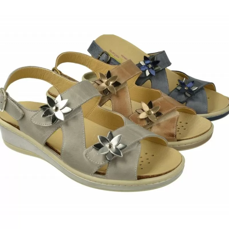 Doctor Cutillas Sandalias-Sandalia Del Con Doble Velcro Y Flor En Pala Con Piso De Descanso Y Palnta Anatomica Extraible