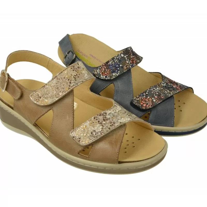 Doctor Cutillas Sandalias-Sandalia Del Doctr Cutillas Con Doble Tira De Velcro Ajustable En Piel Vacuna Combinada Con Vidriera, Planta De Descanso Movible