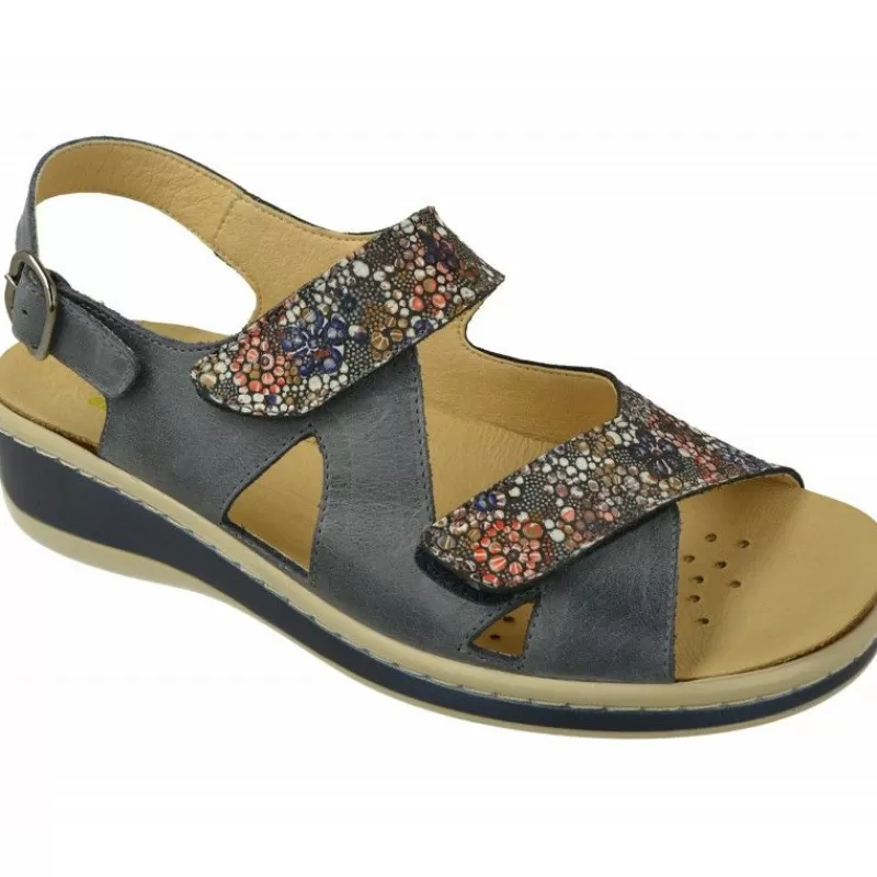 Doctor Cutillas Sandalias-Sandalia Del Doctr Cutillas Con Doble Tira De Velcro Ajustable En Piel Vacuna Combinada Con Vidriera, Planta De Descanso Movible