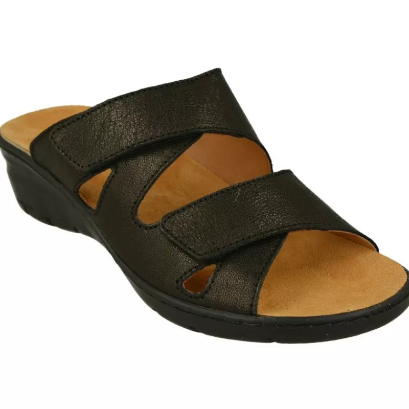 Comfort Class Sandalias-Sandalia Zueco De Combinado Piel Lisa Y Grabada Con Planta De Descanso Y Suela Aligerada