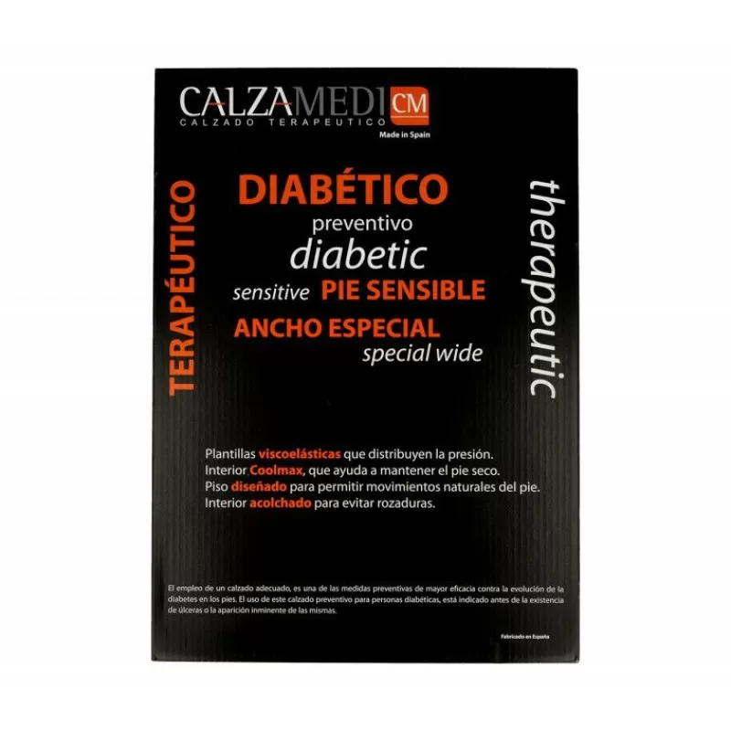 Calzamedi Velcros-Velcro De Con Cordon Y Pala Elastica Ancho 16 Especial Pie Diabetico. Negro