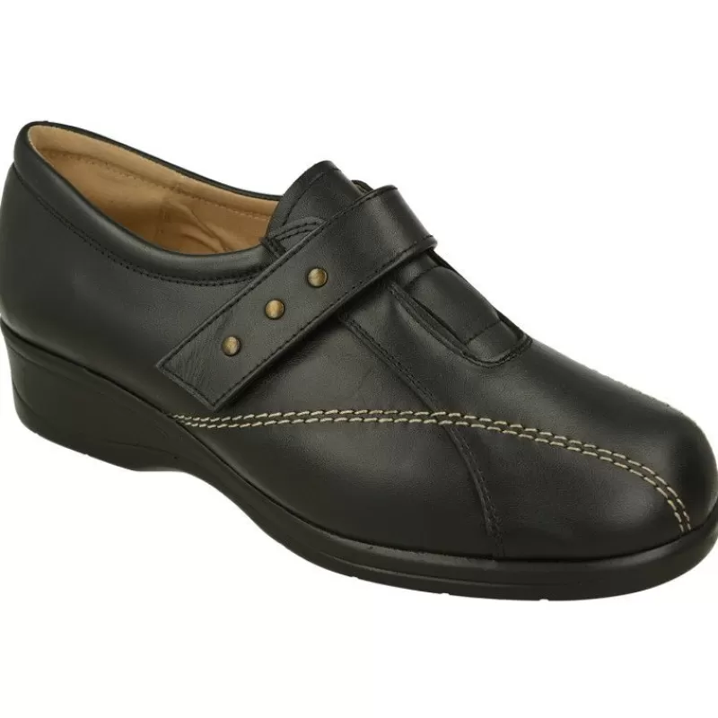 Calzamedi Velcros-Velcro De Con Pespuntes Contrastado Y Pala Lisa, Piso De Poliuretano Gran Superficie De Apoyo Y Planta Anatomica Extra Negro