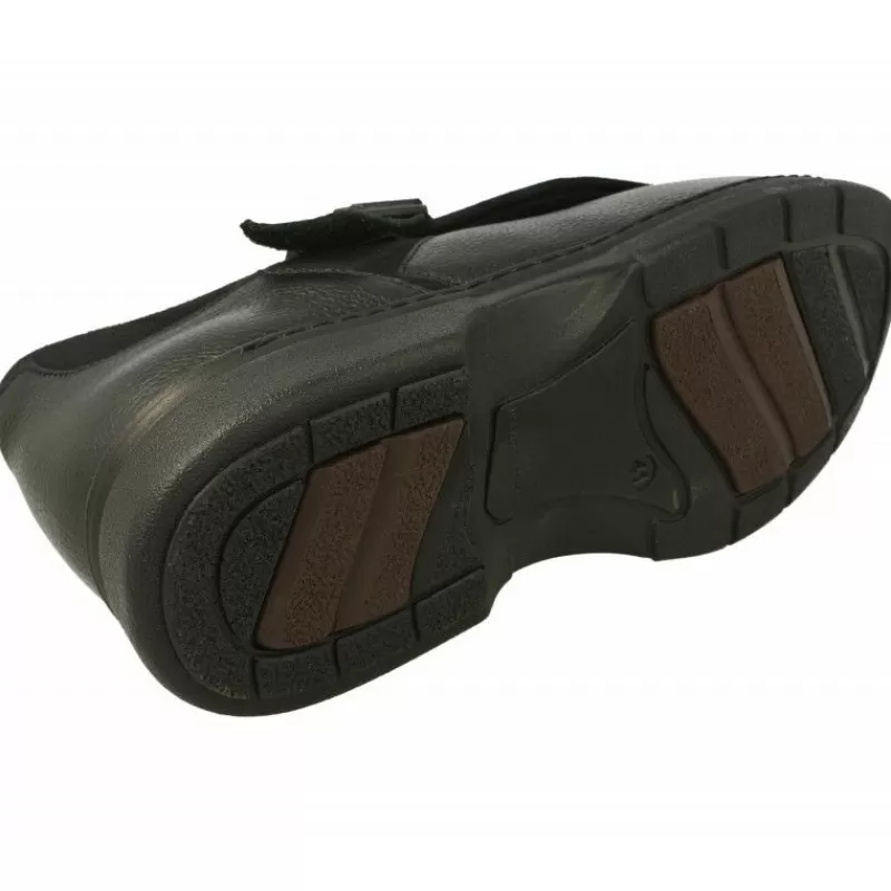 Calzamedi Velcros-Velcro De En Horma De Ancho 15 Con Apertura Total Especial Pies Sensibles Y Deformados Con Piso De Descanso Negro