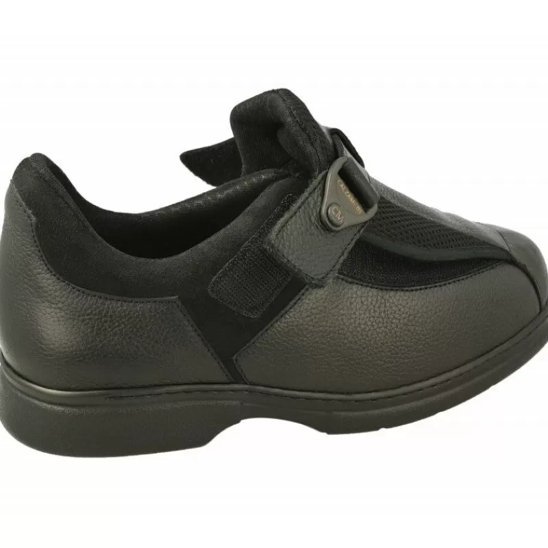 Calzamedi Velcros-Velcro De En Horma De Ancho 15 Con Apertura Total Especial Pies Sensibles Y Deformados Con Piso De Descanso Negro