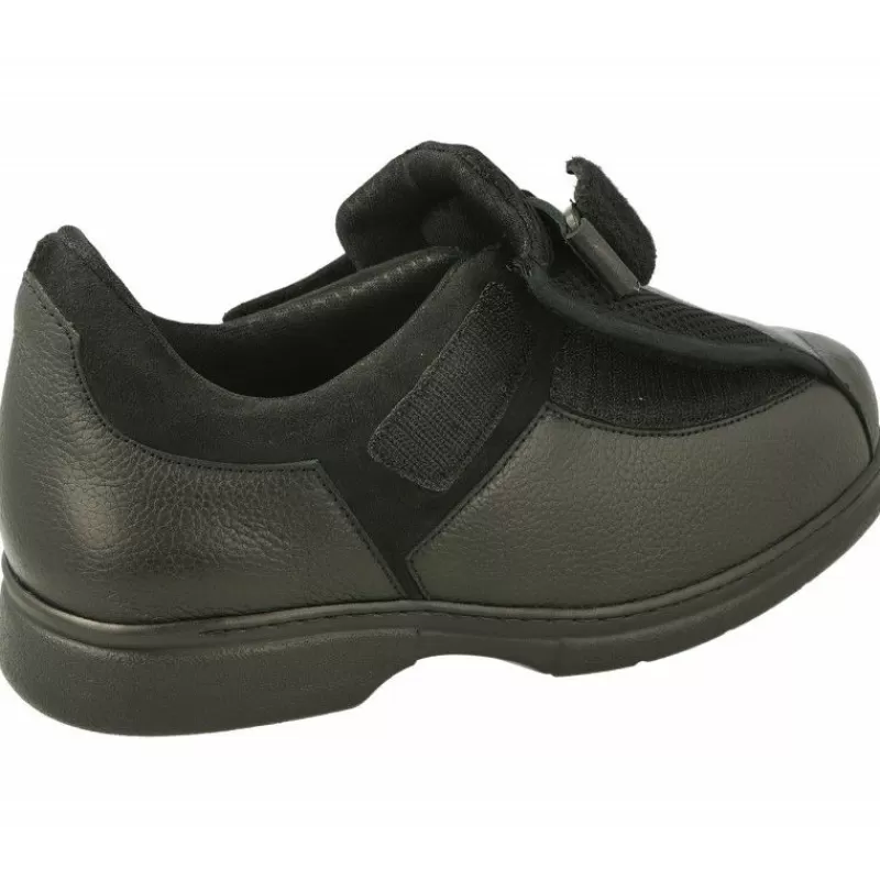 Calzamedi Velcros-Velcro De En Horma De Ancho 15 Con Apertura Total Especial Pies Sensibles Y Deformados Con Piso De Descanso Negro