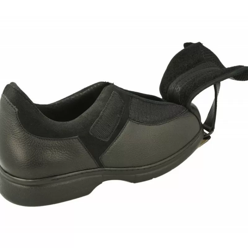 Calzamedi Velcros-Velcro De En Horma De Ancho 15 Con Apertura Total Especial Pies Sensibles Y Deformados Con Piso De Descanso Negro