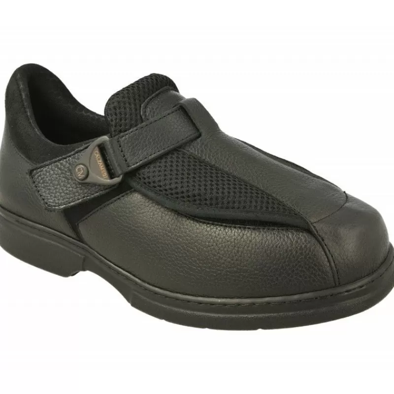 Calzamedi Velcros-Velcro De En Horma De Ancho 15 Con Apertura Total Especial Pies Sensibles Y Deformados Con Piso De Descanso Negro