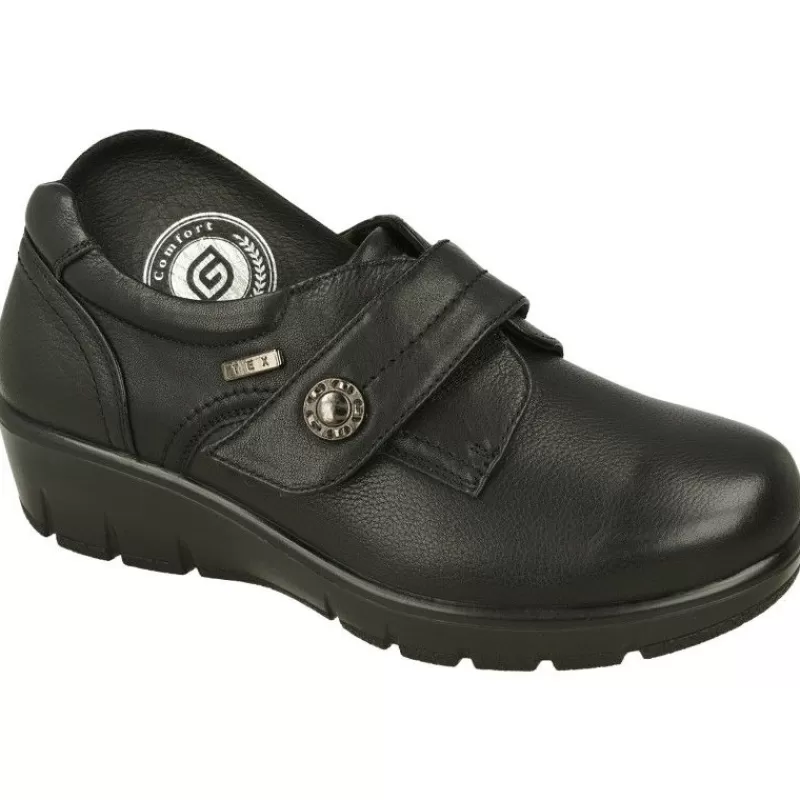 G Comfort Velcros-Velcro De En Pala Lisa Y Piel Vacuna Con Forro Impermeable Y Piso De Amortiguacion Con Planta Extraible De Descanso Negro