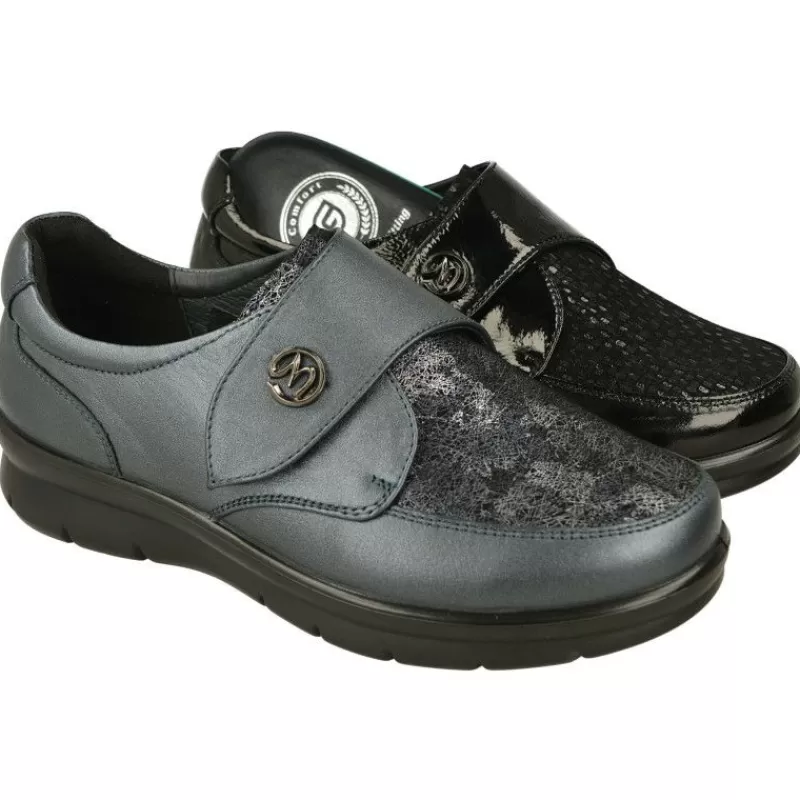 G Comfort Velcros-Velcro De G-Comfort En Piel Metalizada Con Pala Estampada De Licra Adaptable Con Piso Bajo De Cuna Ligera De Poliuretano.