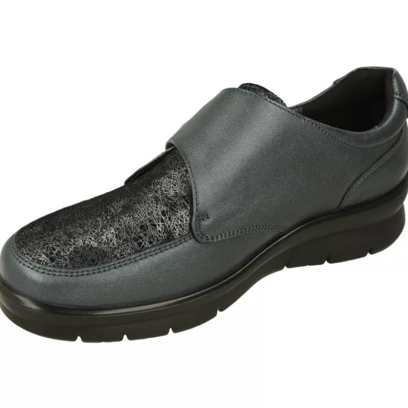 G Comfort Velcros-Velcro De G-Comfort En Piel Metalizada Con Pala Estampada De Licra Adaptable Con Piso Bajo De Cuna Ligera De Poliuretano.