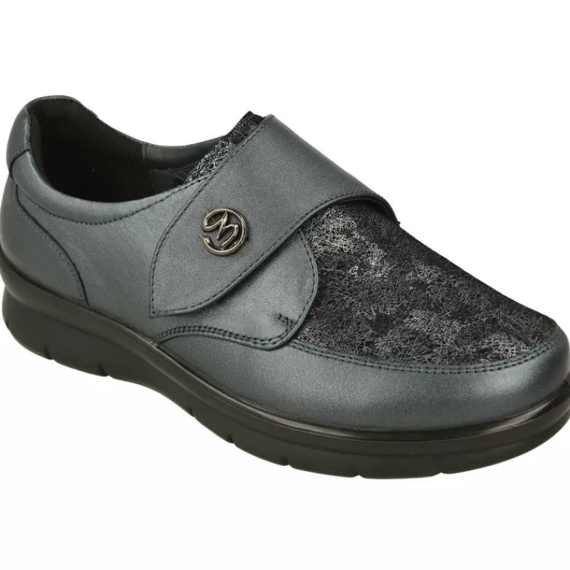 G Comfort Velcros-Velcro De G-Comfort En Piel Metalizada Con Pala Estampada De Licra Adaptable Con Piso Bajo De Cuna Ligera De Poliuretano.