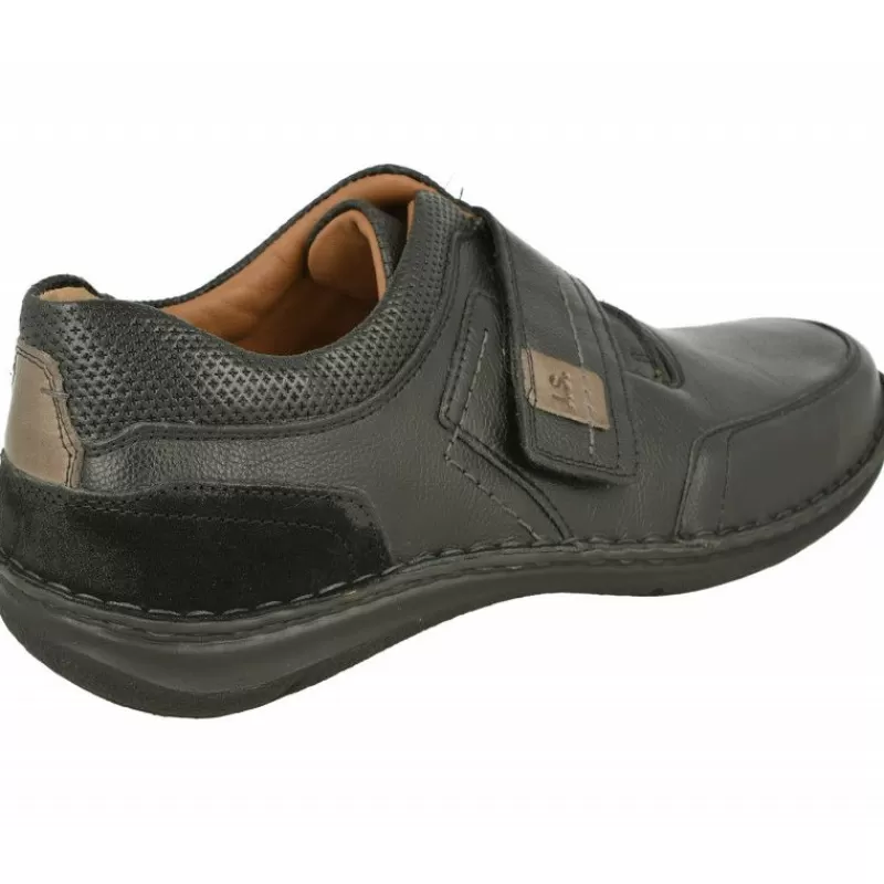 Josef Seibel Velcros-Velcro De En Piel Vacuna Con Planta De Descanso Para Pies Grandes Y Anchos Con Piso Y Planta De Descanso Negro