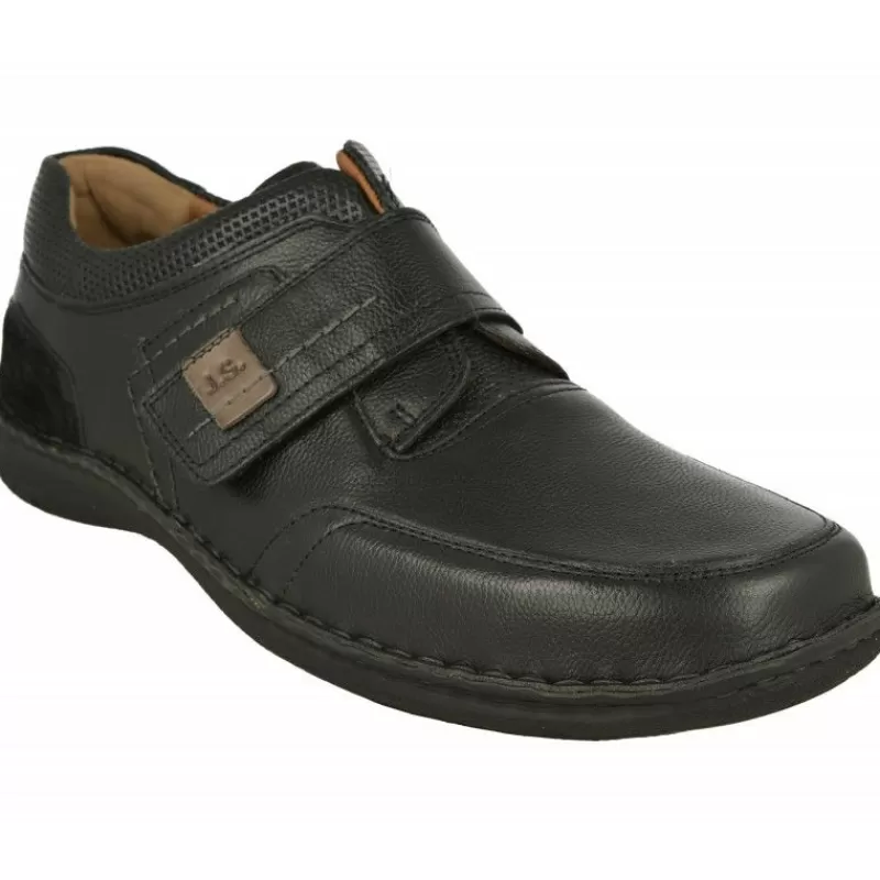 Josef Seibel Velcros-Velcro De En Piel Vacuna Con Planta De Descanso Para Pies Grandes Y Anchos Con Piso Y Planta De Descanso Negro