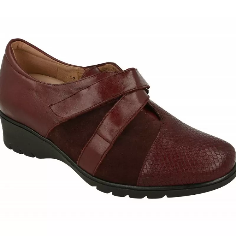 PieSanto Velcros-Velcro De De Tiras Cruzadas En Piel Combinada Con Grabado Y Ante. Piso De Caucho Y Planta De Descanso Extraible