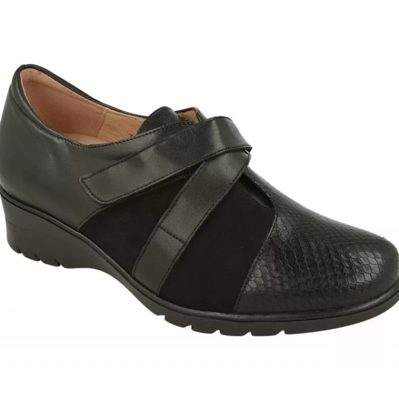 PieSanto Velcros-Velcro De De Tiras Cruzadas En Piel Combinada Con Grabado Y Ante. Piso De Caucho Y Planta De Descanso Extraible