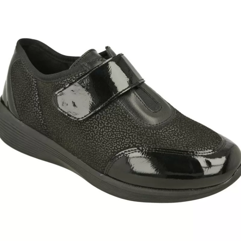 Doctor Cutillas Velcros-Velcro Del En Piel Combinada Charol Grabado, Piso Pluma Latex Y Planta De Descanso Extraible