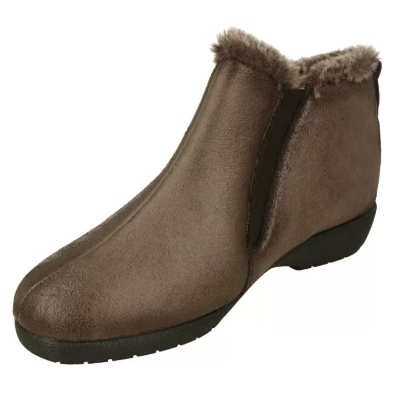 Doctor Cutillas Zapatos Ancho Especial-Zapatilla Botin De En Tejido Simil Piel Con Cremallera Lateral Piso De Caucho Y Forro Borreguillo