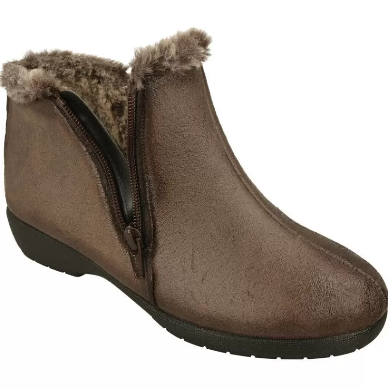 Doctor Cutillas Zapatos Ancho Especial-Zapatilla Botin De En Tejido Simil Piel Con Cremallera Lateral Piso De Caucho Y Forro Borreguillo