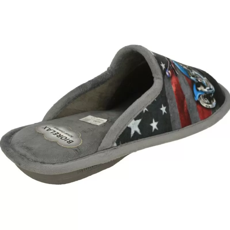 Cosdam Chinelas-Zapatilla Chinela De Con Estampado Moto Comoda Planta Con Piso Biorelax Negro