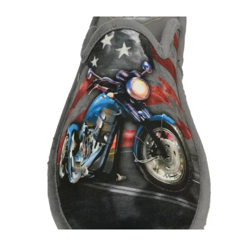 Cosdam Chinelas-Zapatilla Chinela De Con Estampado Moto Comoda Planta Con Piso Biorelax Negro