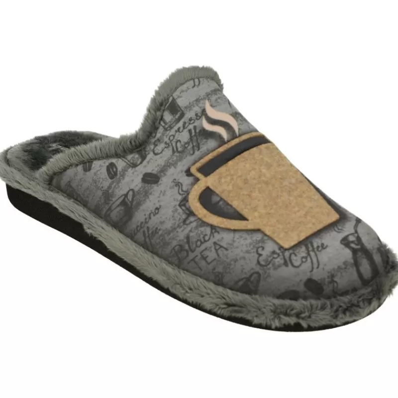 Garzon Chinelas-Zapatilla Chinela De Con Estampado Taza De Te Y Piso Aligerado Microporoso Gris