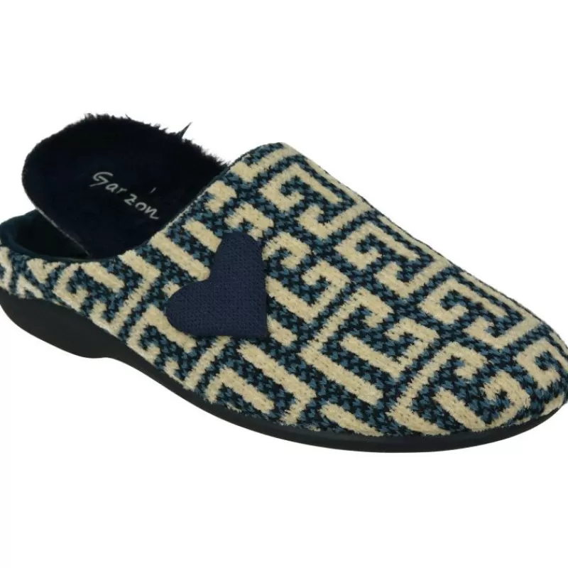 Garzon Chinelas-Zapatilla Chinela De De Pano, Laberinto Estampado, Planta De Descanso Movible Y Piso De Caucho Marino