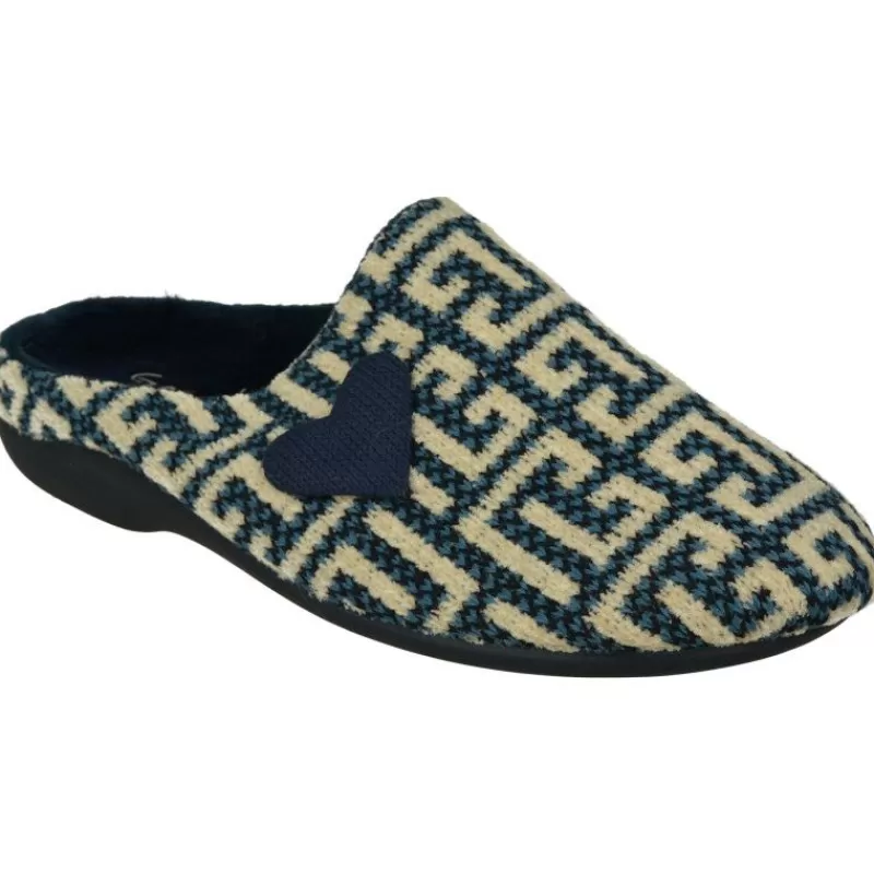Garzon Chinelas-Zapatilla Chinela De De Pano, Laberinto Estampado, Planta De Descanso Movible Y Piso De Caucho Marino