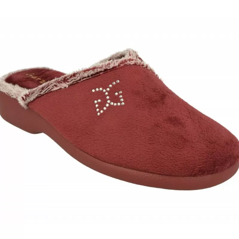 Garzon Chinelas-Zapatilla Chinela De En Pano Dacha Con Bordes De Lana Y Bordado En Pala Con Piso De Caucho Y Horma De Ancho Especial