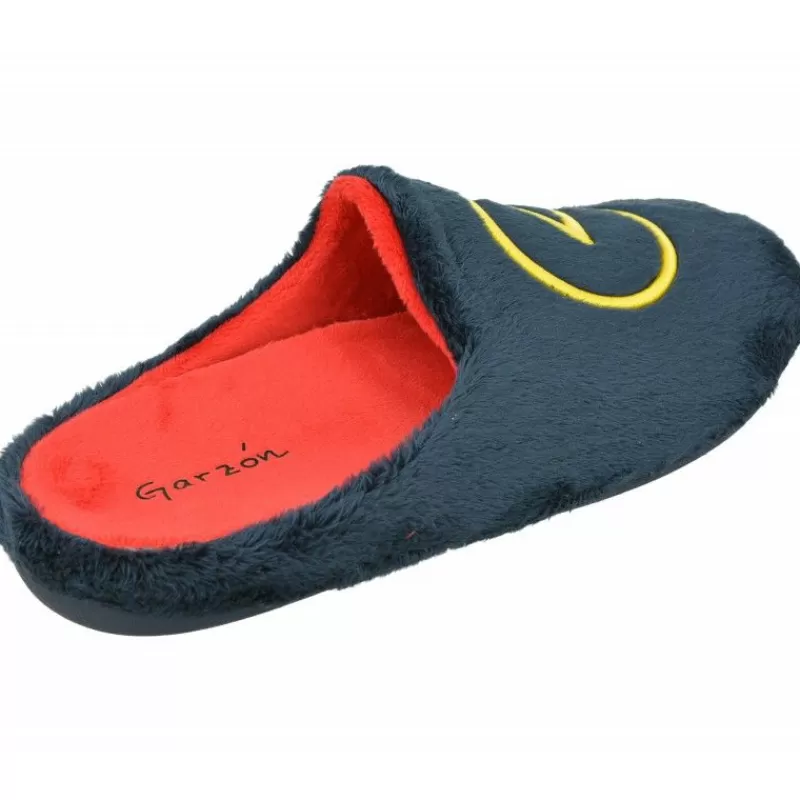 Garzon Chinelas-Zapatilla Chinela De En Pano Dacha Con Estampado Come Cocos, Piso De Caucho Y Planta De Descanso Extraible Marino