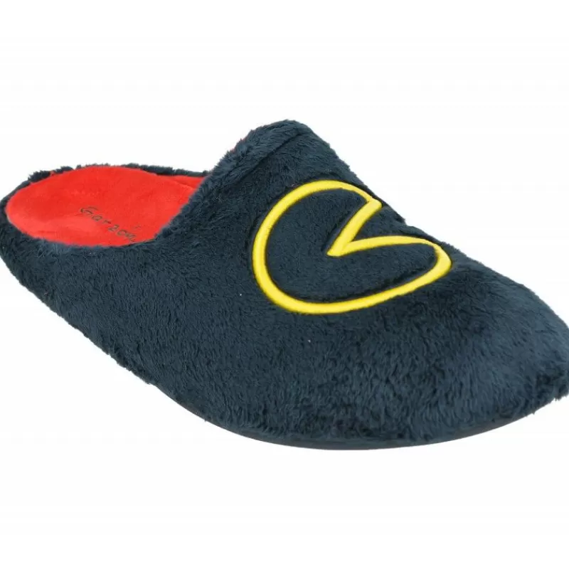 Garzon Chinelas-Zapatilla Chinela De En Pano Dacha Con Estampado Come Cocos, Piso De Caucho Y Planta De Descanso Extraible Marino