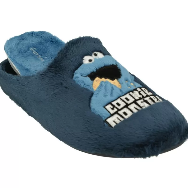 Garzon Chinelas-Zapatilla Chinela De En Pano Dacha Con Estampado Come Galletas Y Planta De Descanso Extraible Marino