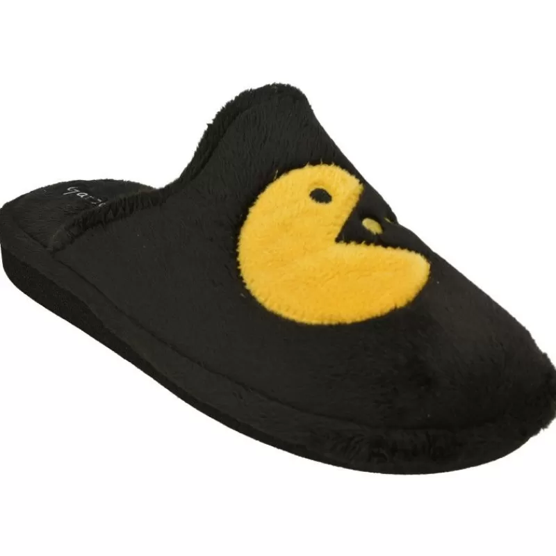 Garzon Chinelas-Zapatilla Chinela De En Pano Dacha Con Estampado Comecocos Y Piso Microporoso Muy Ligero Negro