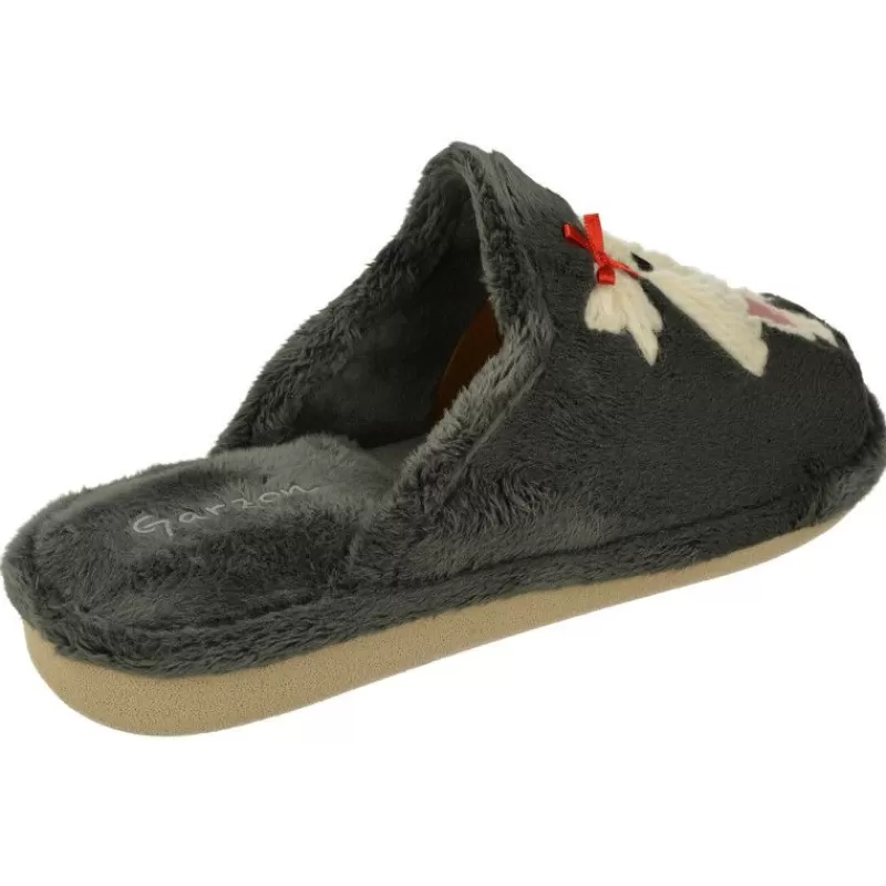 Garzon Chinelas-Zapatilla Chinela De En Pano Dacha Estampado Perrita Con Piso Microporoso Especial Parquet Gris