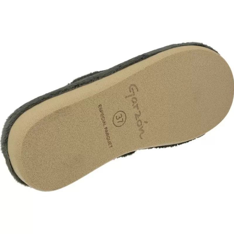 Garzon Chinelas-Zapatilla Chinela De En Pano Dacha Estampado Perrita Con Piso Microporoso Especial Parquet Gris