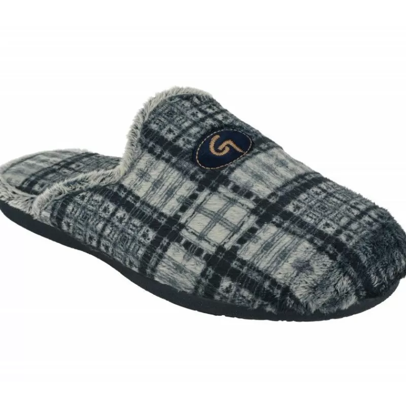 Garzon Chinelas-Zapatilla Chinela De En Pano De Cuadros Con Piso De Caucho Y Horma Confortable Marino