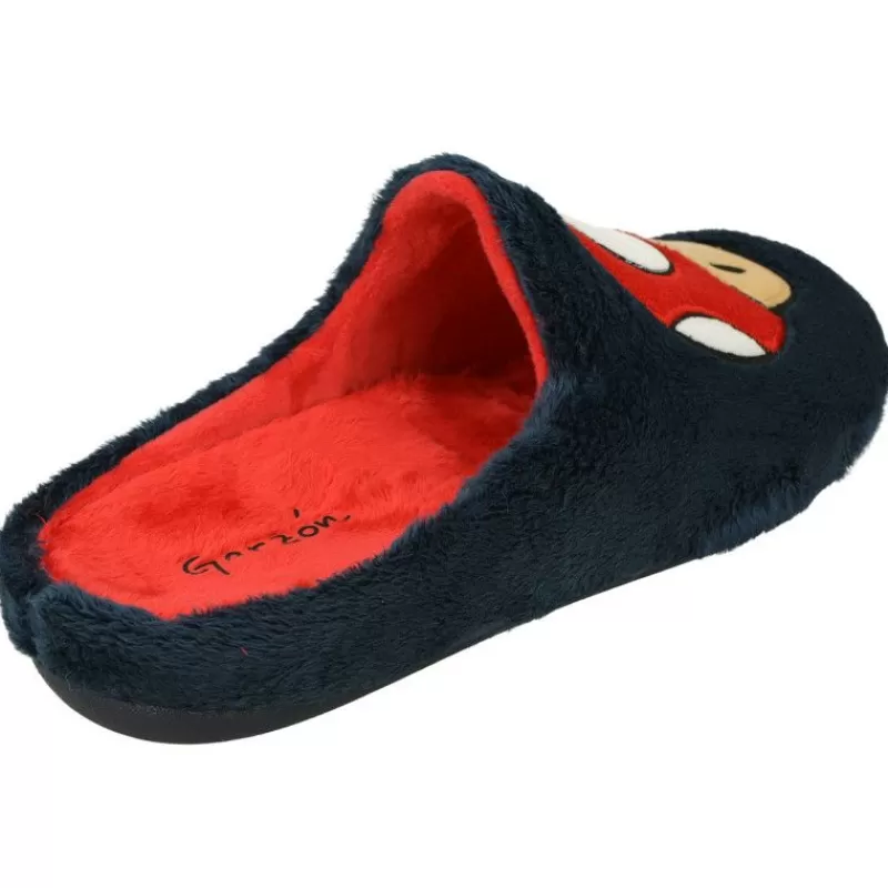 Garzon Chinelas-Zapatilla Chinela De En Pano De Terciopelo Estampado Seta Con Planta De Descanso Extraible Y Piso De Caucho Marino