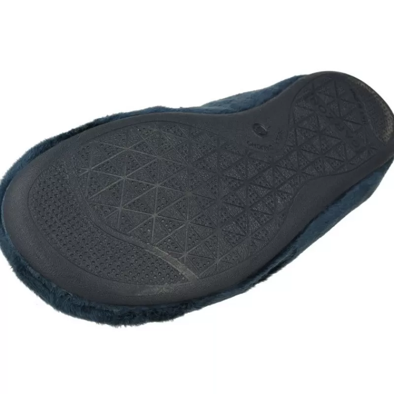 Garzon Chinelas-Zapatilla Chinela De En Pano De Terciopelo Estampado Seta Con Planta De Descanso Extraible Y Piso De Caucho Marino