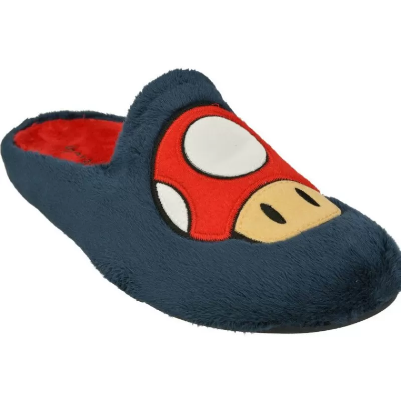 Garzon Chinelas-Zapatilla Chinela De En Pano De Terciopelo Estampado Seta Con Planta De Descanso Extraible Y Piso De Caucho Marino